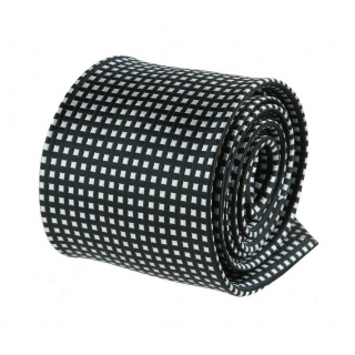 Čierno- biela kravata so štvorčekmi ORSI 3000-1739