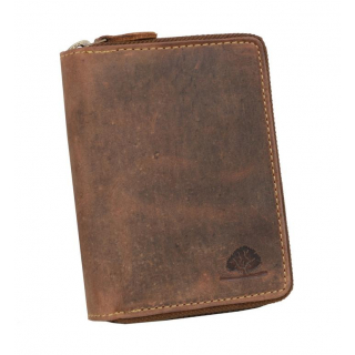 Pánska zipsová RFID peňaženka z hovädzej kože GREENBURRY 12 kariet