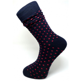 Štýlové modré ponožky s červenými bodkami ORSI
