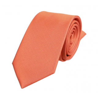 Oranžová slim kravata s drobnými štvorčekmi 6 cm