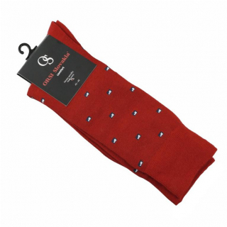 Štýlové pánske červené ponožky ORSI, modro-biely vzor