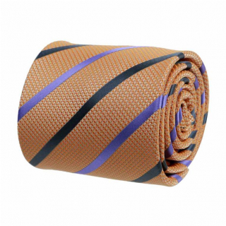 Oranžová prúžkovaná kravata ORSI