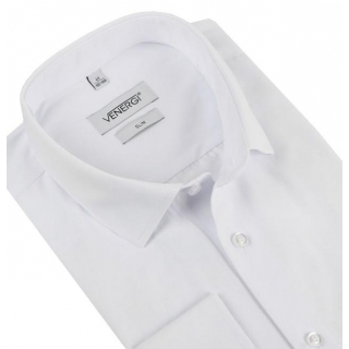 Biela košeľa krátky rukáv VENERGI SLIM 97 % bavlna+elastan