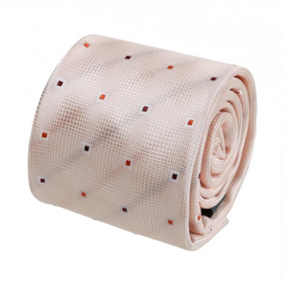 Slim kravata s tkaným vzorom ORSI jemná marhuľová 6,5 cm