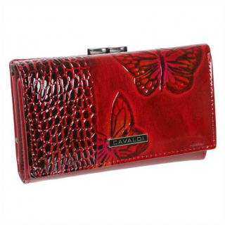 RFID Dámska kožená peňaženka červená karmínová, 14 kariet