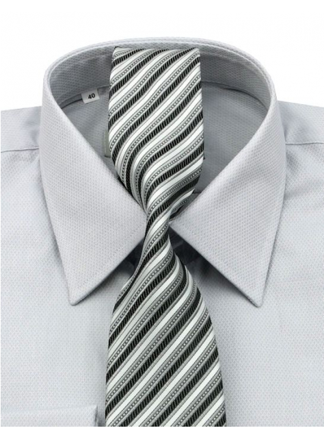 Šedo-strieborná kravata ORSI s prúžkami 7,5 cm - All4Men.sk