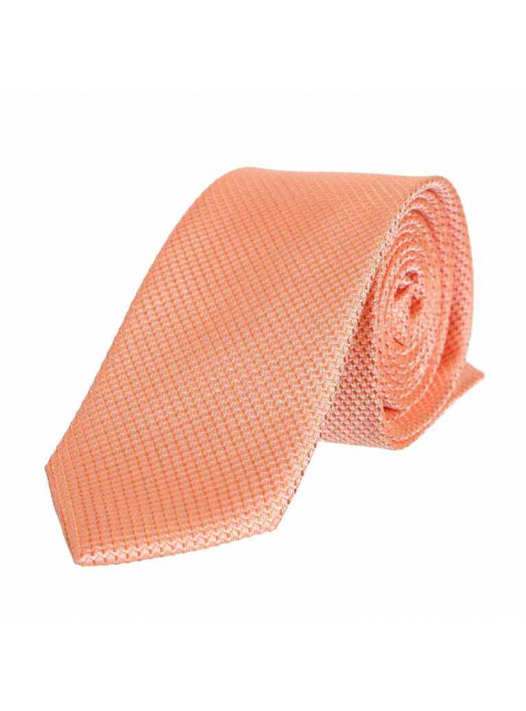 Trendová lososová kravata s jemným vzorom ORSI SLIM 6 cm - All4Men.sk