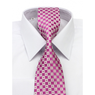 Cyklámenovo-biela kravata 8 cm