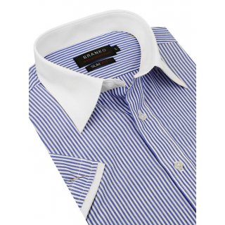 Košeľa s bielym golierom  kr.rukáv BRANKO (slim) 100% bavlna