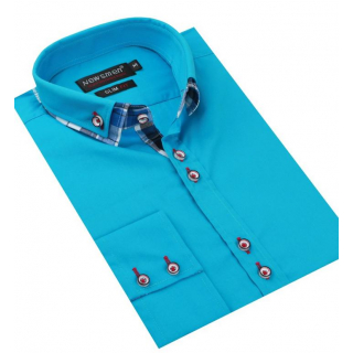 Modrá tyrkysová košeľa NEWSMEN (slim)