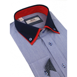 BEVA Fashion | Modro-šedá kombinovaná košeľa (slim)