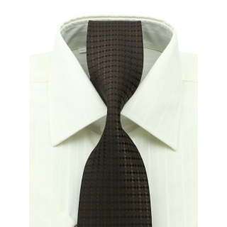 Hnedá kravata s tkaným vzorom 4000-49B