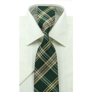 Módna károvaná kravata zeleno-béžová
