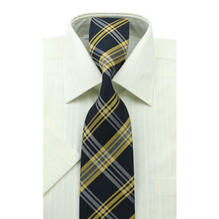 Módna károvaná kravata modro-žltá