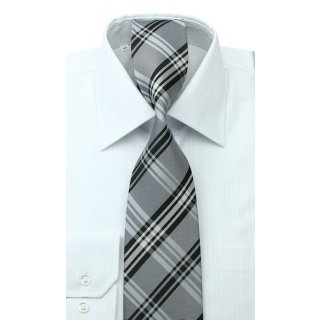 Šedo-čierna károvaná kravata 4000-65D