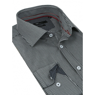 Šedo-čierna prúžkovaná biznis košeľa VENTI (slim)