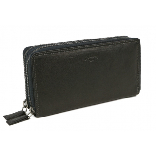 BRANCO | Kožená mega-peňaženka so zipsom čierna