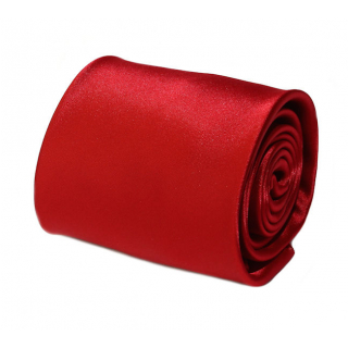 Červená-jahodová saténová kravata + vreckovka