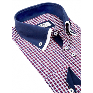 BEVA Fashion | Károvaná košeľa s modrým golierom (klasický s.)