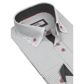 BEVA Fashion | Bielo-šedá prúžkovaná košeľa (slim)
