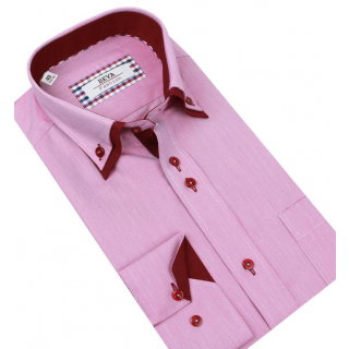 BEVA Fashion | Staro-ružová kombinovaná košeľa (slim)