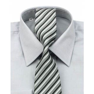 Šedo-strieborná kravata ORSI s prúžkami 7,5 cm