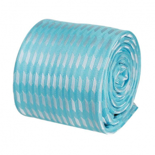 Tyrkysovo-strieborná kravata s tkaným vzorom (7 cm)
