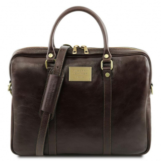 Luxusná kožená taška na notebook PRATO | TUSCANY Dark Brown