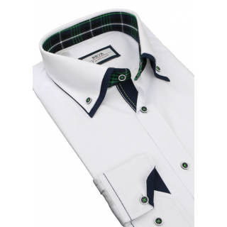 Biela slim košeľa s modrým podšitím BEVA 2K136