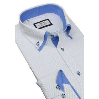 Modro-biela slim košeľa BEVA 2K138
