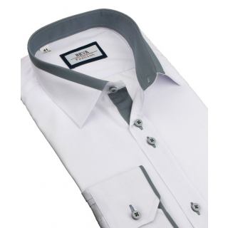 Bielo-šedá elegantná slim košeľa BEVA 2k140