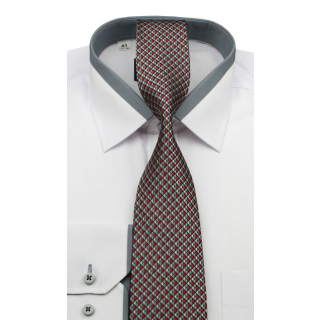 Šedo-červená kravata (mikropolyester)