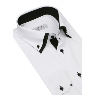 Bielo-čierna predĺžená košeľa BEVA KLASIK K310