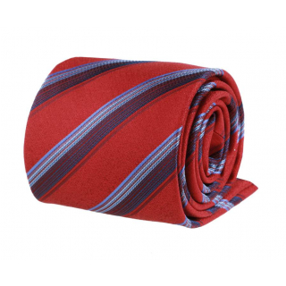 Pánska červená kravata s pásikmi 3000-711