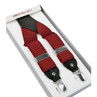 Traky športovo-elegantné bordové vzorované 3,5 cm