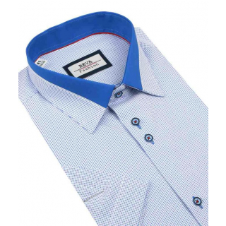 BEVA Fashion | Bielo- modrá košeľa kr. rukáv 137/6/KR/2T103