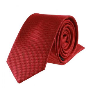 Červená SLIM kravata s drobnými štvorčekmi 6 cm