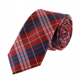 Červeno-modrá prúžkovaná kravata, slim 6 cm