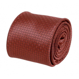 Hnedo-tehlová kravata s módnym vzorom 3000-746