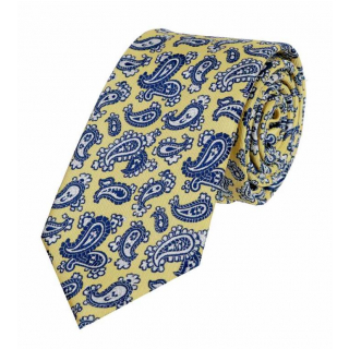 Žltá SLIM kravata s kašmírovým vzorom  ORSI 3000-1752