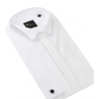 Biela fraková SLIM košeľa na manžetové gombíky VENTI 001940