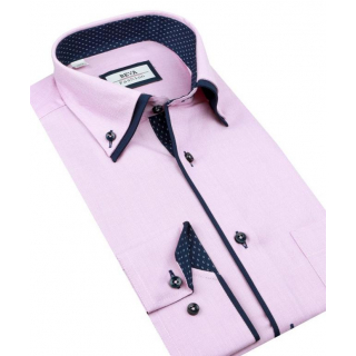 Elegantná ružová SLIM košeľa BEVA 2K143