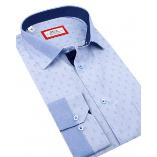 Trendová modrá pánska košeľa BEVA SLIM 2T120