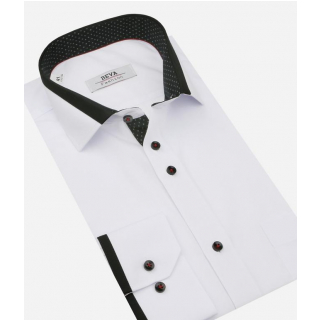 Obleková biela košeľa BEVA KLASIK čierne podšitie 2T144