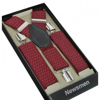 Pánske traky bordové s bielymi bodkami NEWSMEN 3,5 cm