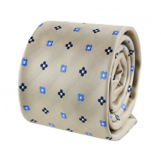 Béžová pánska kravata ORSI modrý vzor 7 cm