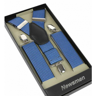 Športovo- elegantné pánske traky modré NEWSMEN vzorované 3,5 cm