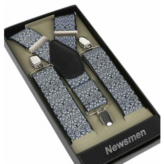 Modro-čierne traky s bielym vzorom NEWSMEN 3,5 cm