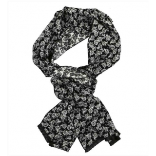Čierno- biely zimný šál ORSI kvetovaný vzor
