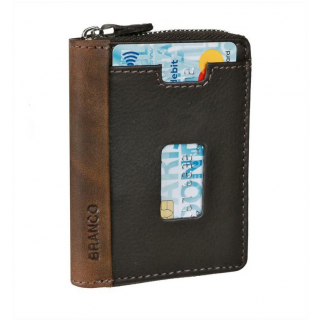 Puzdro na karty a vizitky kožené tmavohnedé BRANCO